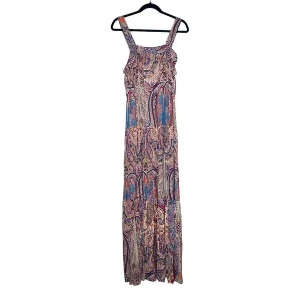 ba&sh Baraka Rose Sleeveless Paisley Printed Maxi Dress Large Boho Hippie Shift